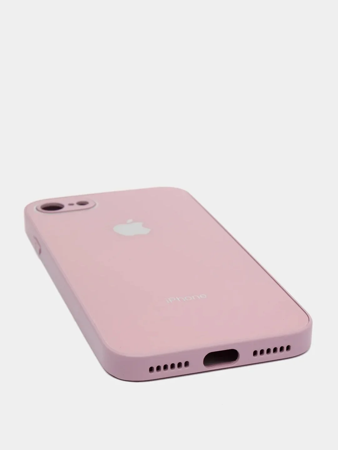 Розовый силиконовый чехол для iPhone 7, iPhone 8, iPhone SE 2020, со стеклянной панелью