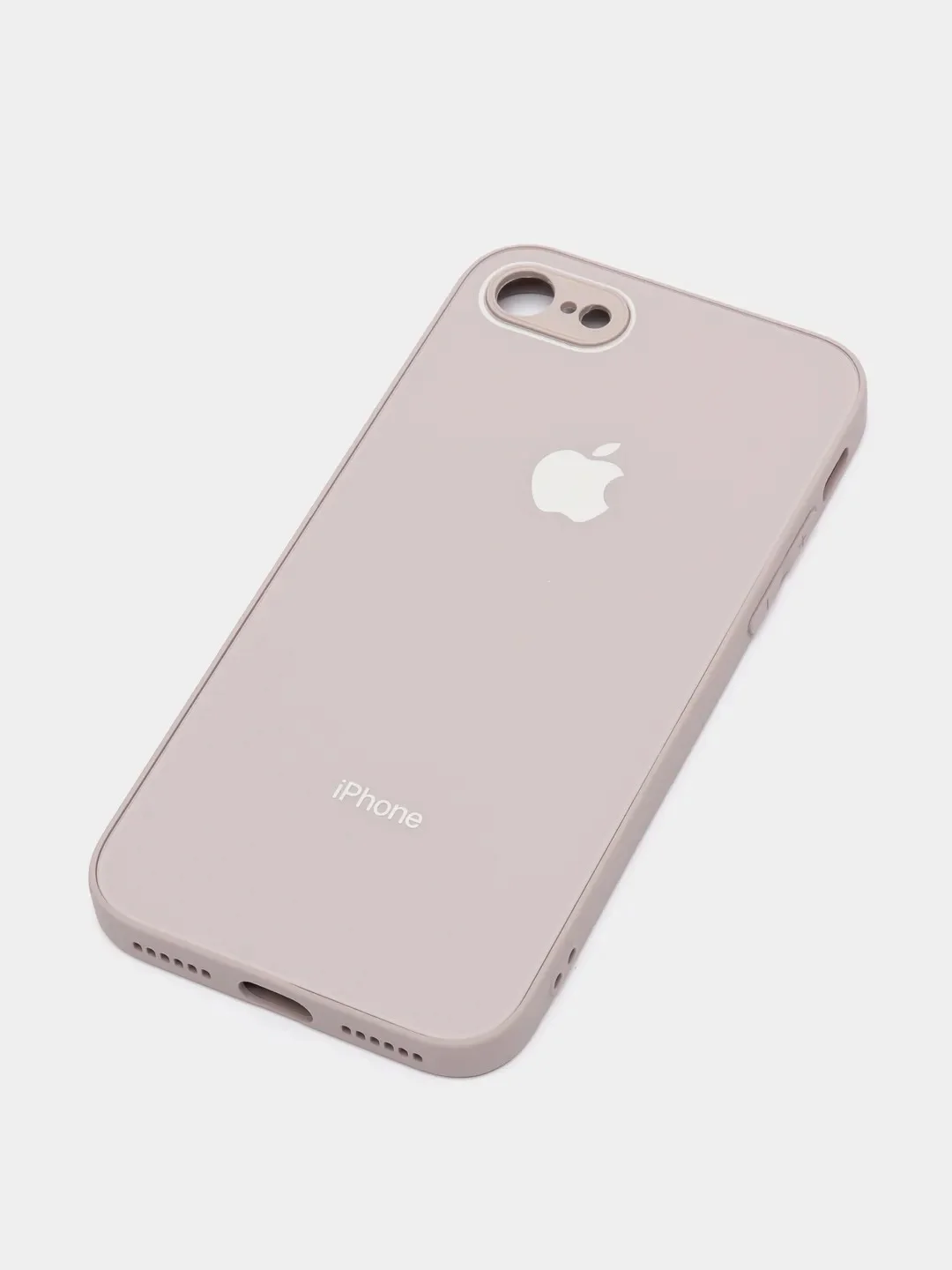 Бежевый меланж силиконовый чехол для iPhone 7, iPhone 8, iPhone SE 2020, со стеклянной панелью