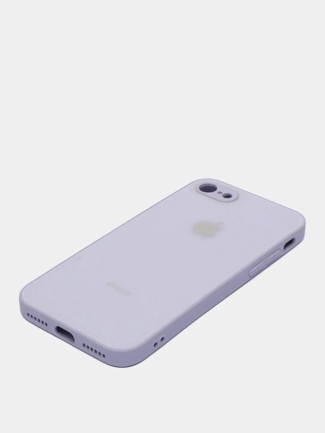 Светло-синий силиконовый чехол для iPhone 7, iPhone 8, iPhone SE 2020, со стеклянной панелью