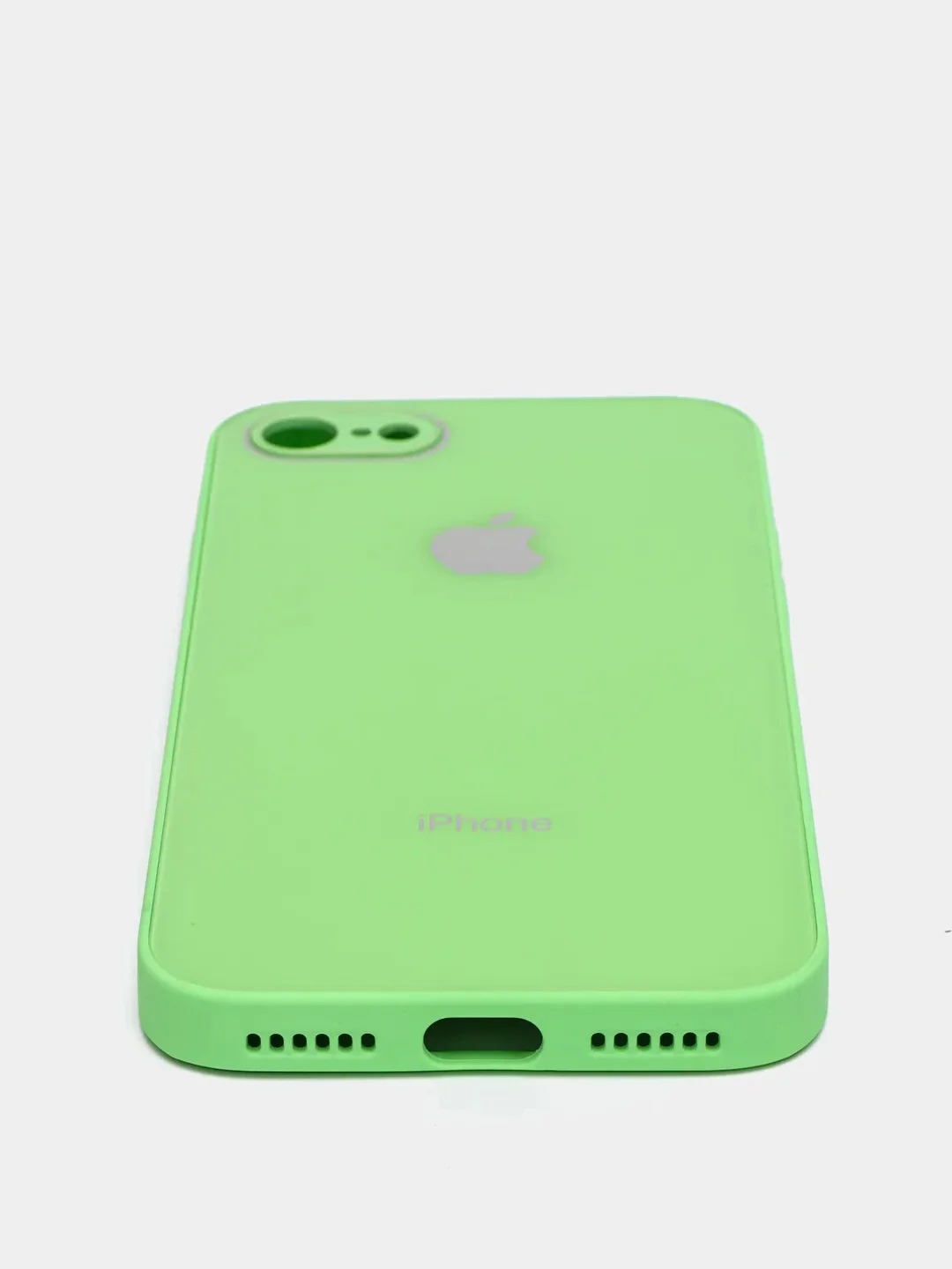Лайм силиконовый чехол для iPhone 7, iPhone 8, iPhone SE 2020, со стеклянной панелью