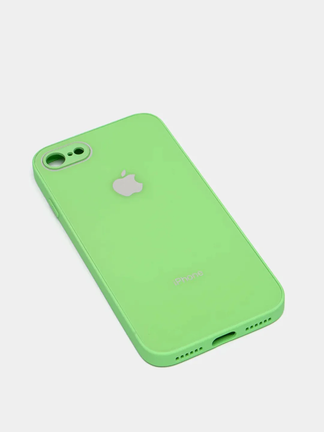 Лайм силиконовый чехол для iPhone 7, iPhone 8, iPhone SE 2020, со стеклянной панелью
