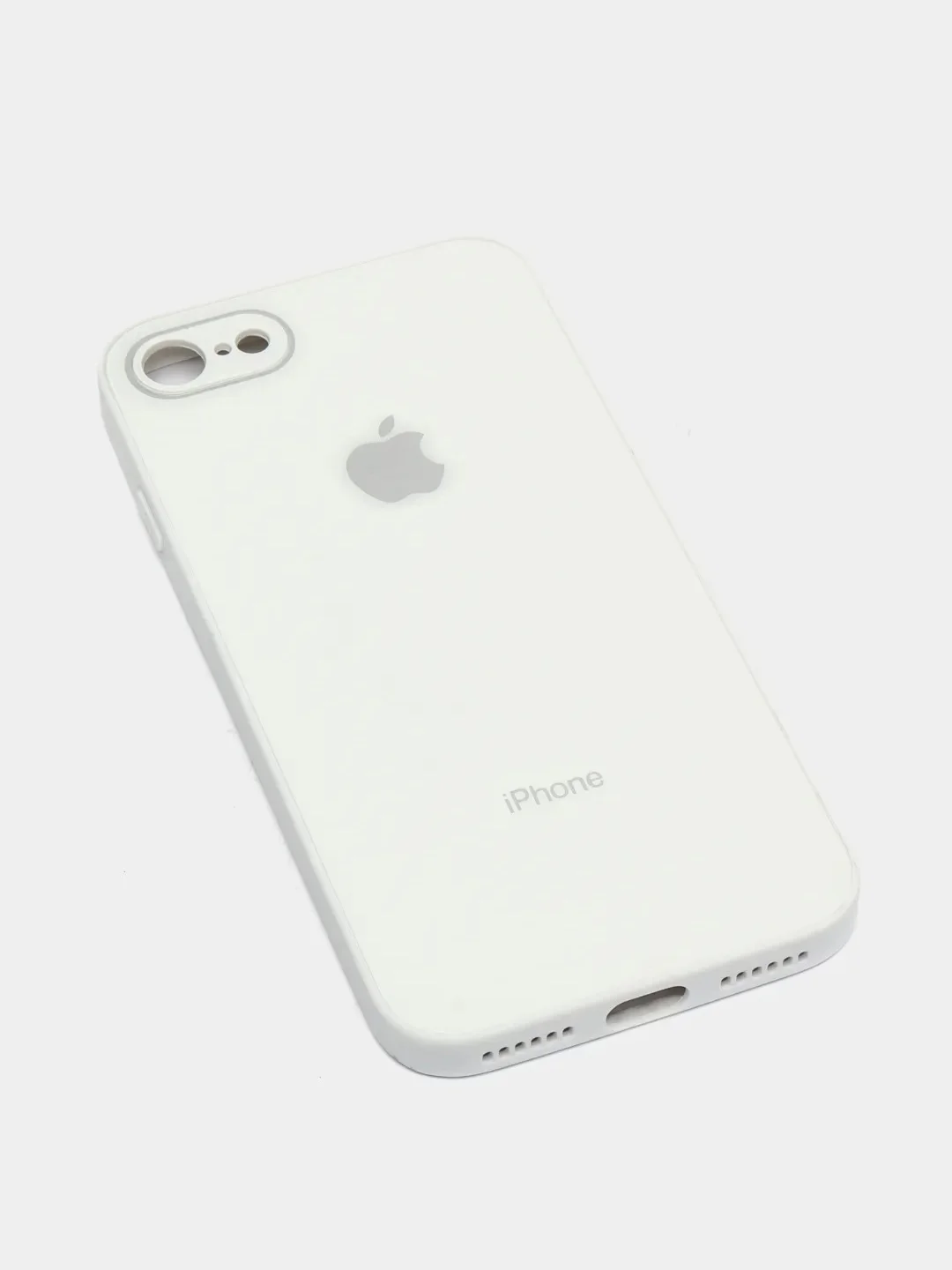 Белый силиконовый чехол для iPhone 7, iPhone 8, iPhone SE 2020, со стеклянной панелью