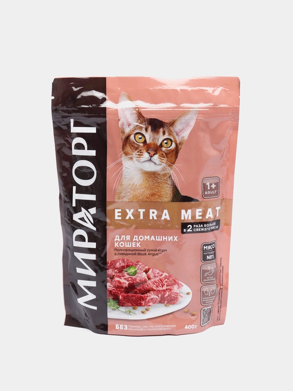 Корм для домашних кошек с говядиной Black Angus EXTRA MEAT Мираторг, 400 г