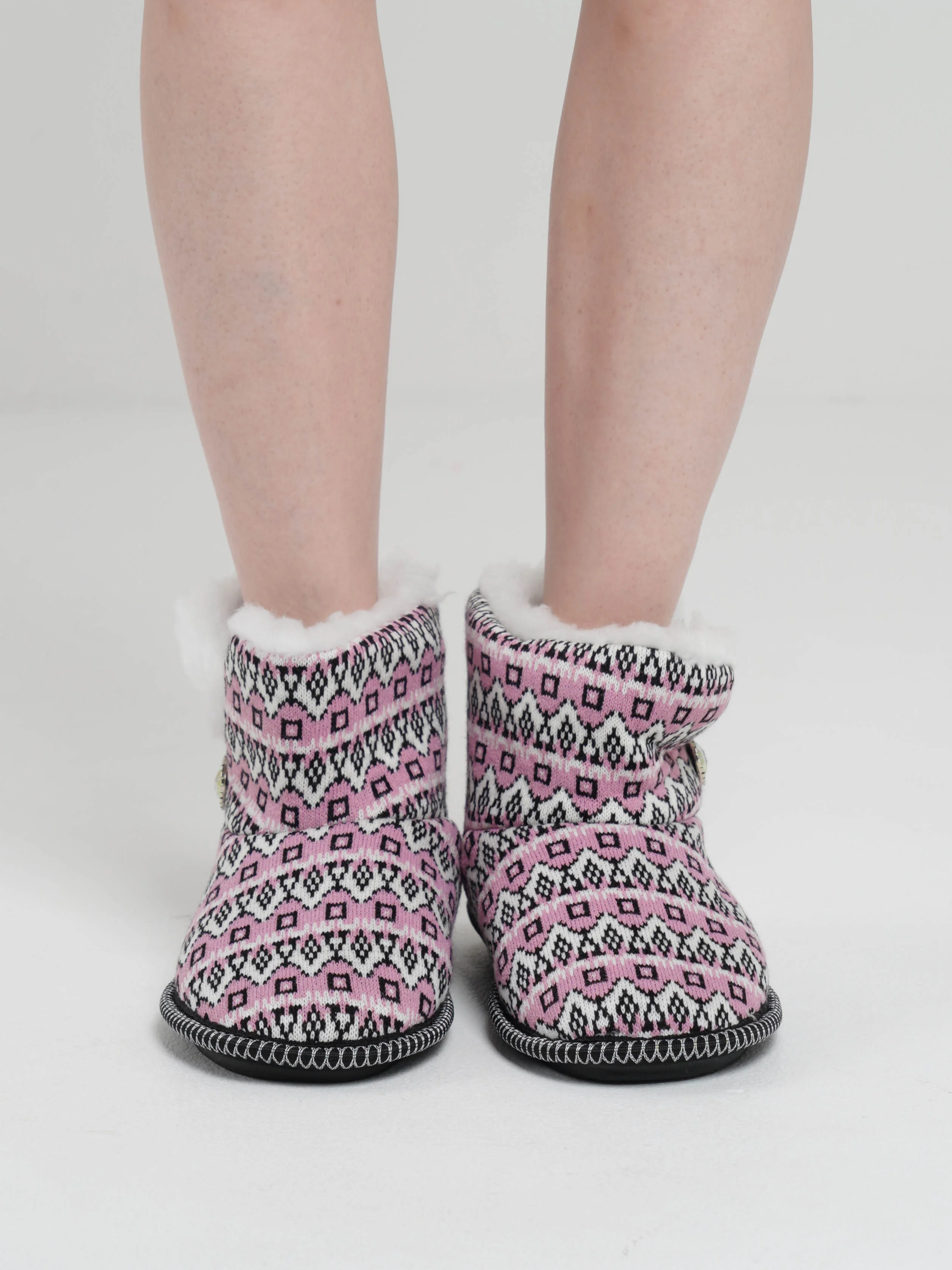 Сиреневый чуни-тапочки домашние утепленные Soft Slippers "Вязанка" на подошве ЭВА