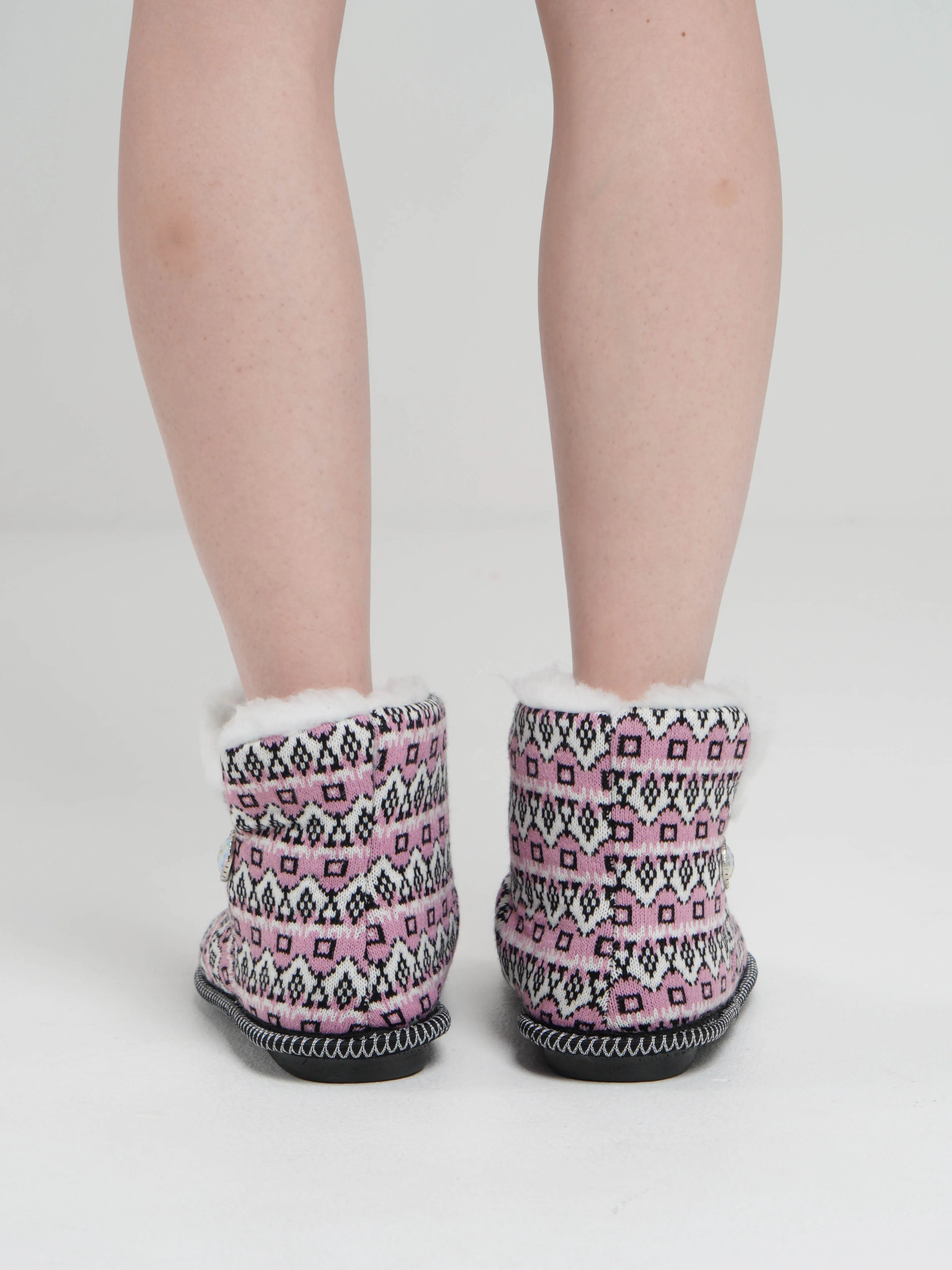 Сиреневый чуни-тапочки домашние утепленные Soft Slippers "Вязанка" на подошве ЭВА