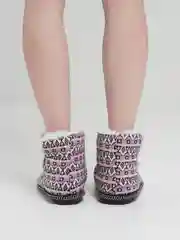 Сиреневый чуни-тапочки домашние утепленные Soft Slippers "Вязанка" на подошве ЭВА