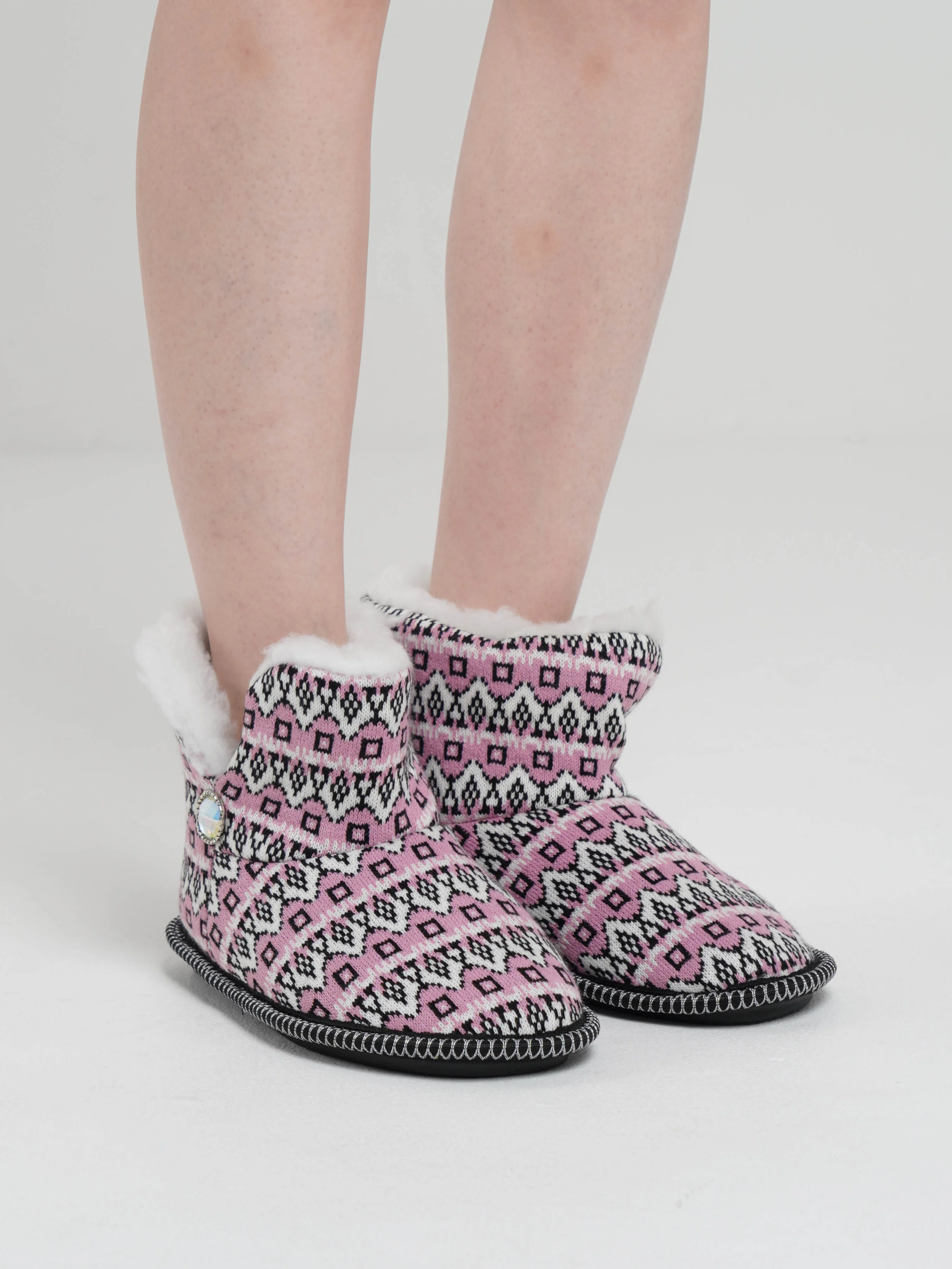 Сиреневый чуни-тапочки домашние утепленные Soft Slippers "Вязанка" на подошве ЭВА