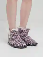 Сиреневый чуни-тапочки домашние утепленные Soft Slippers "Вязанка" на подошве ЭВА