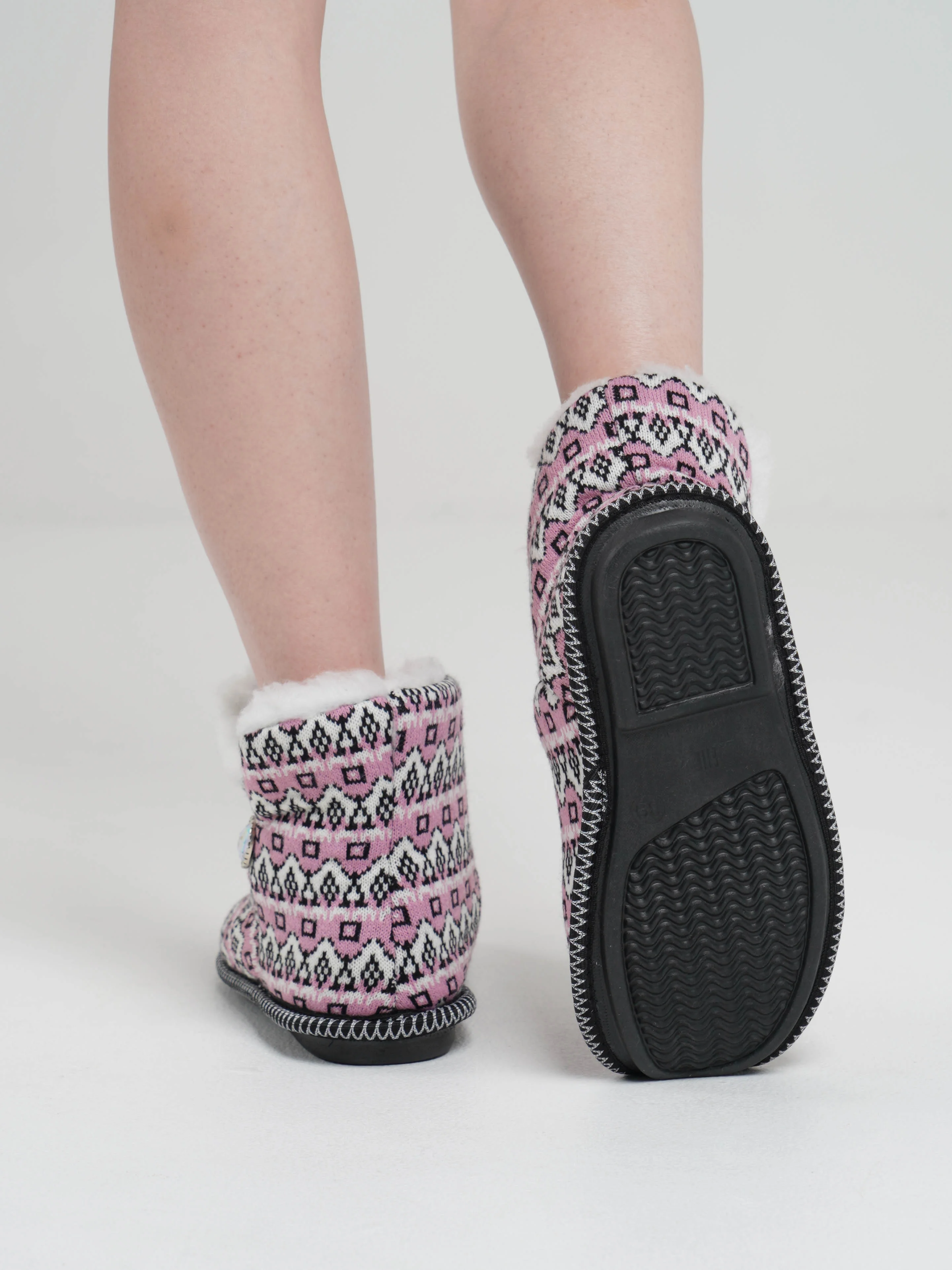 Сиреневый чуни-тапочки домашние утепленные Soft Slippers "Вязанка" на подошве ЭВА
