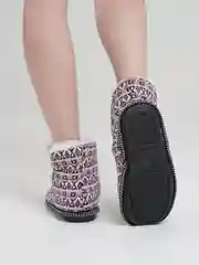 Сиреневый чуни-тапочки домашние утепленные Soft Slippers "Вязанка" на подошве ЭВА