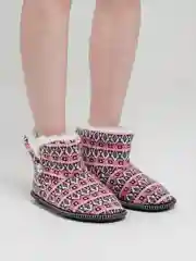 Розовый чуни-тапочки домашние утепленные Soft Slippers "Вязанка" на подошве ЭВА