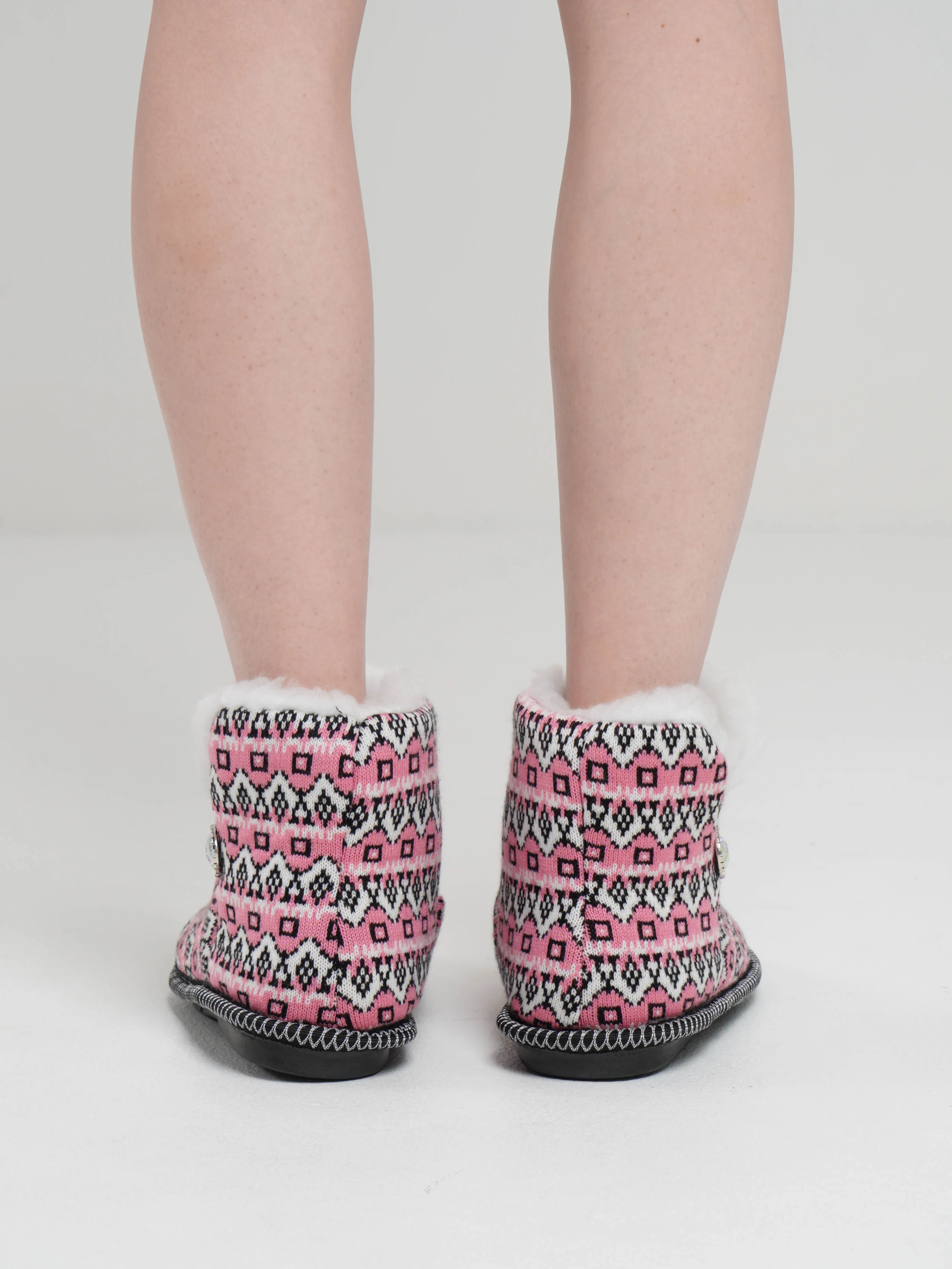 Розовый чуни-тапочки домашние утепленные Soft Slippers "Вязанка" на подошве ЭВА