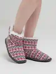 Розовый чуни-тапочки домашние утепленные Soft Slippers "Вязанка" на подошве ЭВА