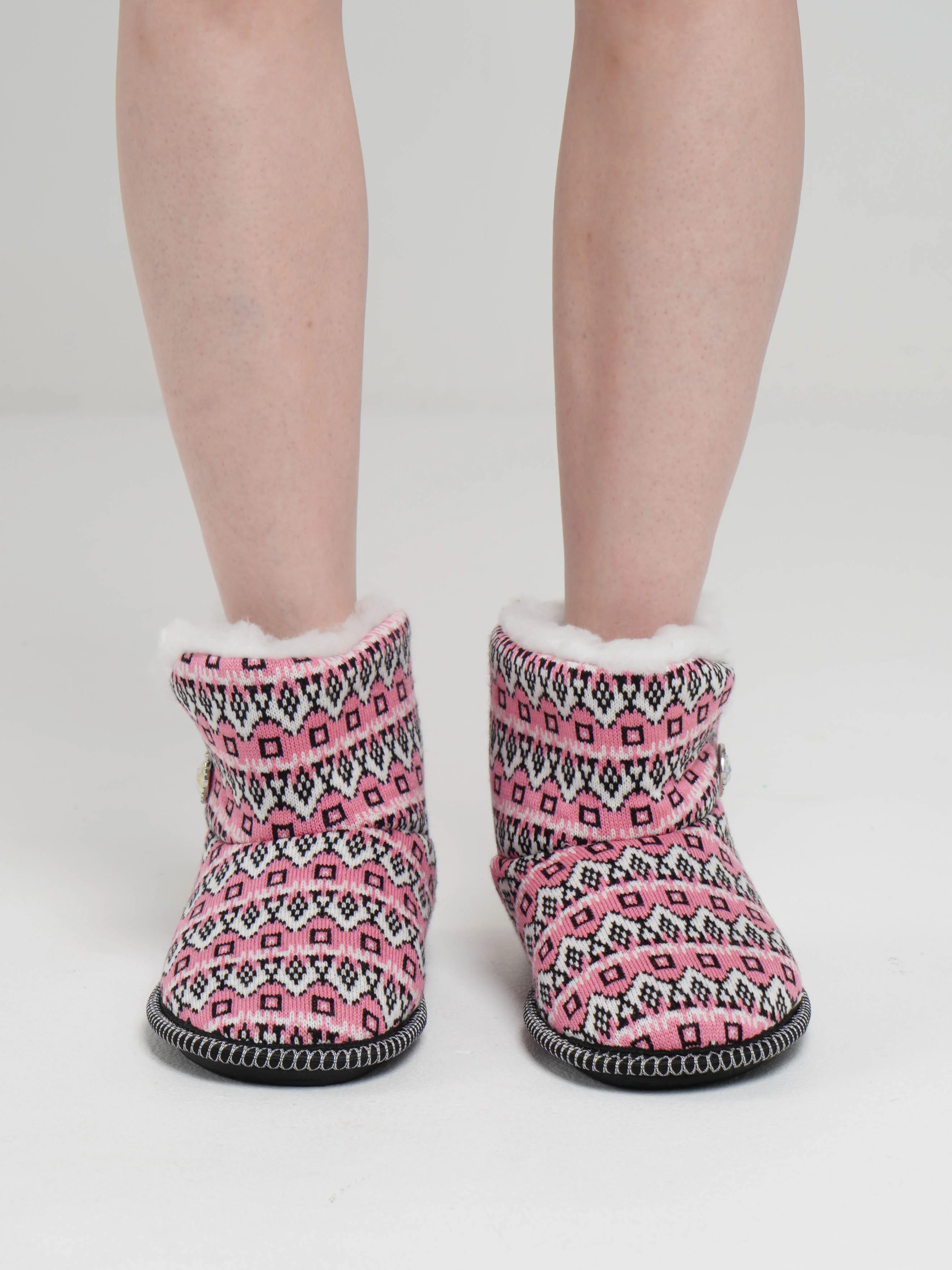 Розовый чуни-тапочки домашние утепленные Soft Slippers "Вязанка" на подошве ЭВА