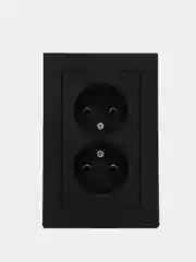 Черный розетка двойная без заземления Schneider Electric AtlasDesign, в сборе, ATN000120