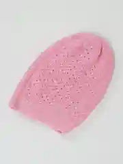Розовый шапка вязаная, детская, хлопок
