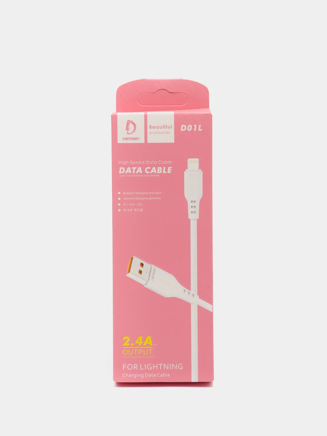 Черный кабель Denmen D01 microUSB, Type-C, Lightning быстрая зарядка, 1 м