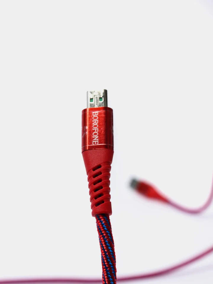 Красный кабель для зарядки и передачи данных Type-C/Micro-USB BOROFONE BU13