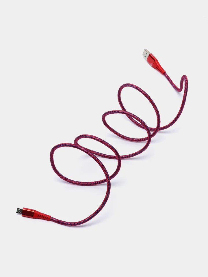 Красный кабель для зарядки и передачи данных Type-C/Micro-USB BOROFONE BU13