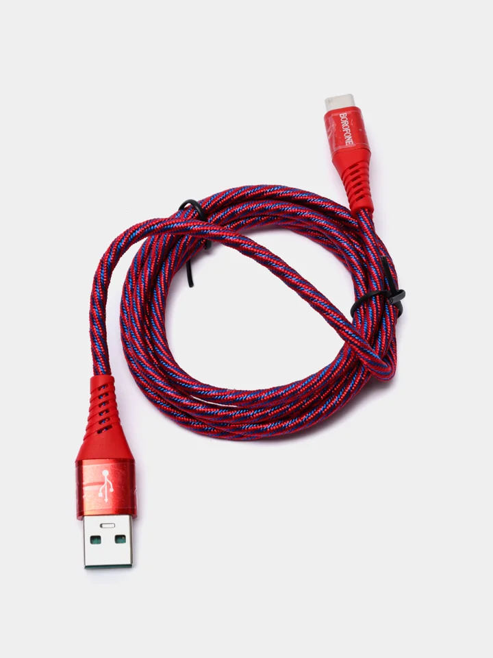 Красный кабель для зарядки и передачи данных Type-C/Micro-USB BOROFONE BU13