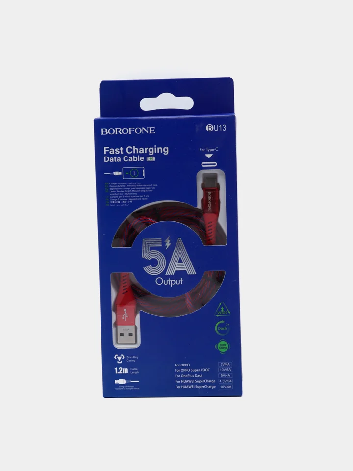 Красный кабель для зарядки и передачи данных Type-C/Micro-USB BOROFONE BU13