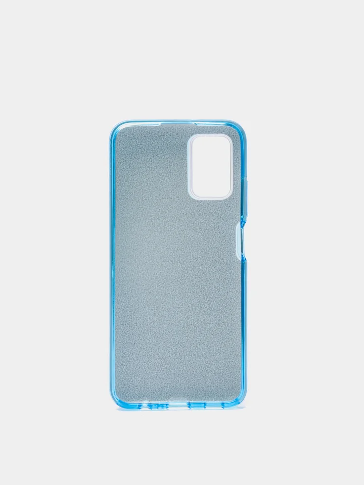 Голубой чехол Samsung Galaxy A03s, Самсунг Галакси А03с блестящий