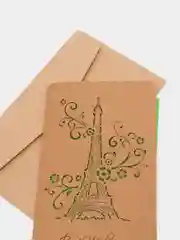 Зеленый открытка поздравительная, крафт, в конверте
