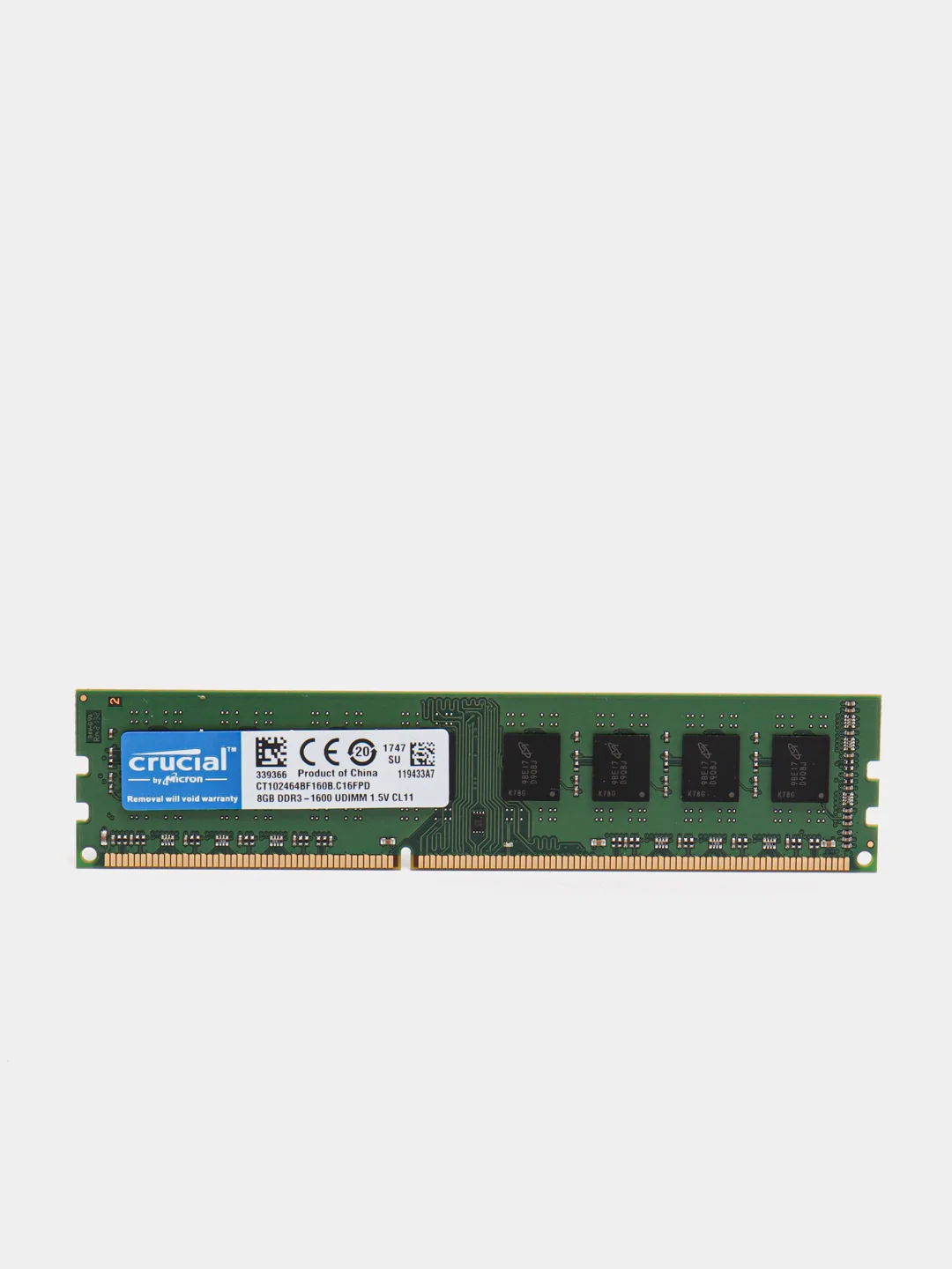 Оперативная память для компьютера CRUCIAL DDR3 8 ГБ 1600 MHz DIMM PC3-12800U 1x8 ГБ