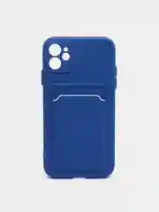 Индиго чехол для iPhone 11, 12, 13, Pro, Max, 7, 8, Plus, с карманом для карт, защита камеры