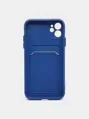 Индиго чехол для iPhone 11, 12, 13, Pro, Max, 7, 8, Plus, с карманом для карт, защита камеры