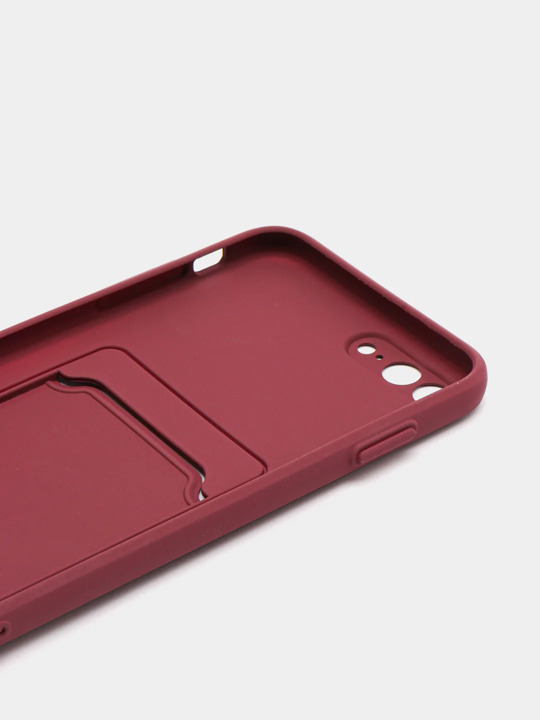 Бордовый чехол для iPhone 11, 12, 13, Pro, Max, 7, 8, Plus, с карманом для карт, защита камеры