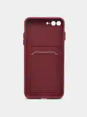 Бордовый чехол для iPhone 11, 12, 13, Pro, Max, 7, 8, Plus, с карманом для карт, защита камеры