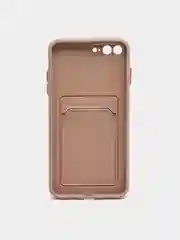 Бежевый чехол для iPhone 11, 12, 13, Pro, Max, 7, 8, Plus, с карманом для карт, защита камеры