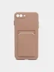 Бежевый чехол для iPhone 11, 12, 13, Pro, Max, 7, 8, Plus, с карманом для карт, защита камеры