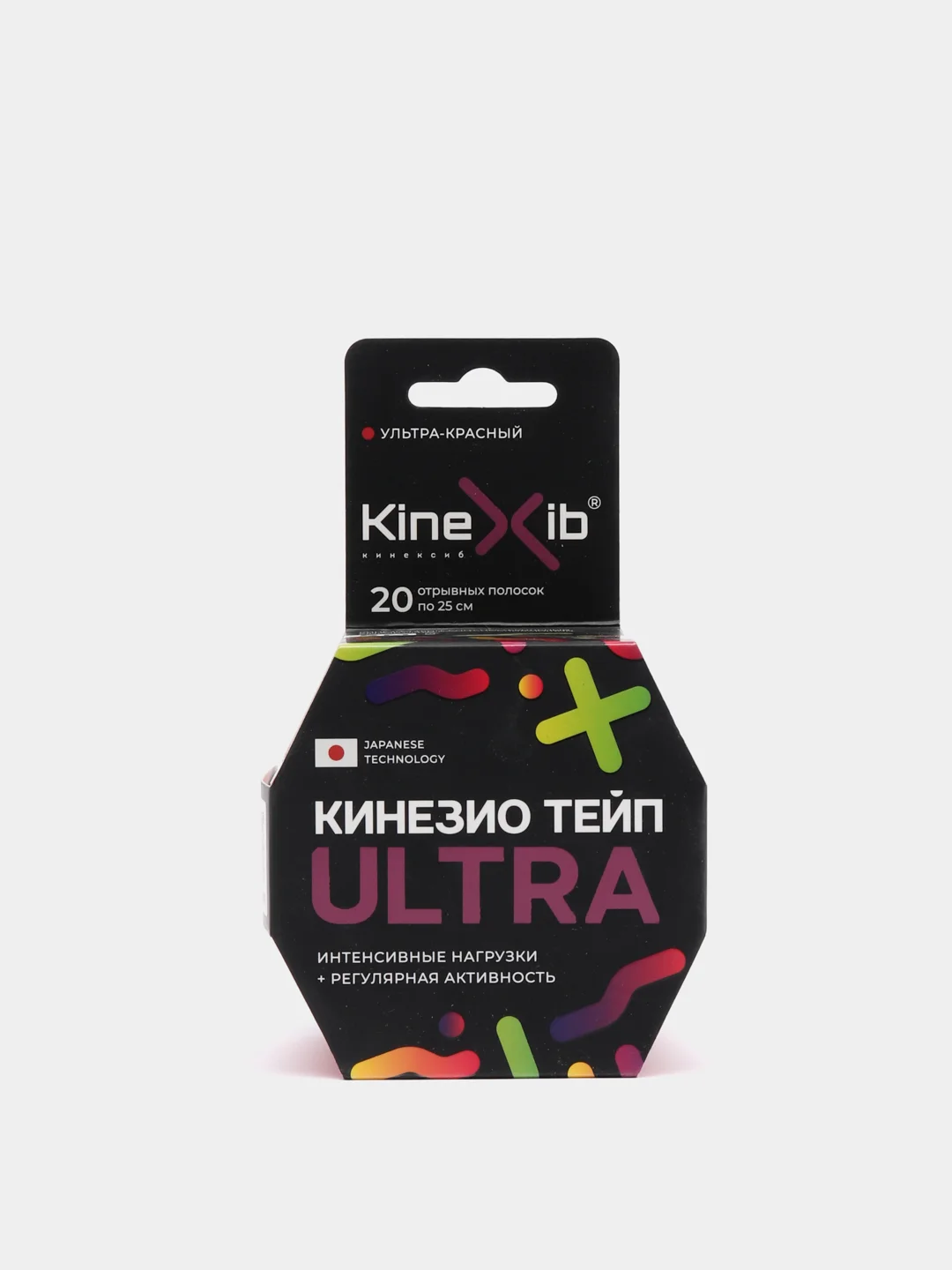 Красный кинезио тейп KineXib для тела 20 полосок по 25 см
