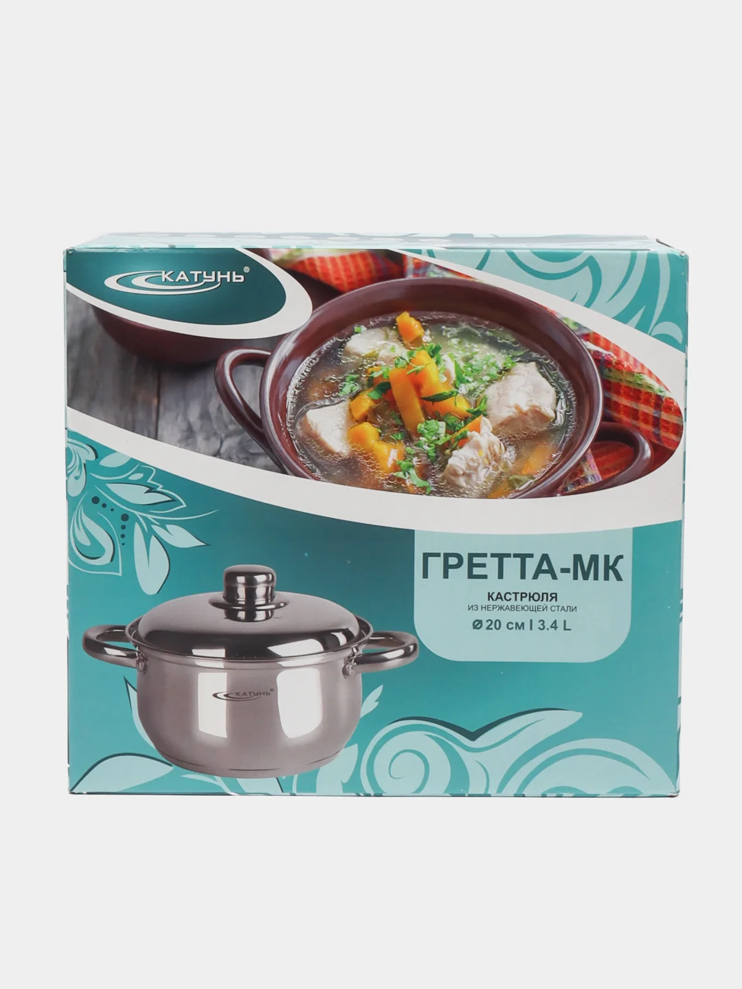 Кастрюля "Гретта", 3,4 л, d=20 см, капсульное дно, металлическая крышка, индукция