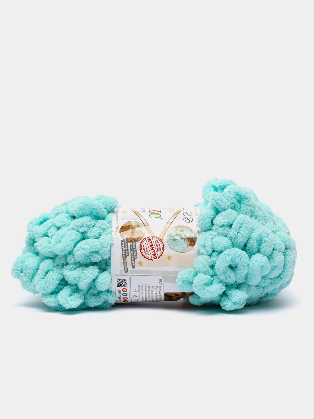 Бирюзовый пряжа Alize puffy, большие петельки, микрополиэстр, 100 г