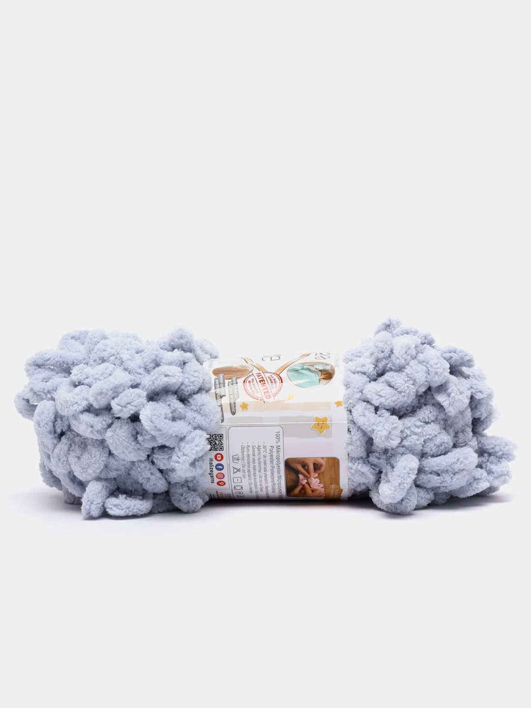 Серый пряжа Alize puffy, большие петельки, микрополиэстр, 100 г