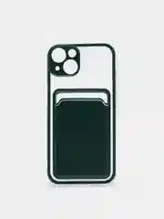 Тёмно-зелёный чехол для iPhone 11, 12, 13, Pro, Max, 7, 8, Plus, с карманом для карт
