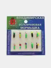 Мормышка вольфрамовая, набор №15 м/в Гвоздики рифлёные цветные 10шт