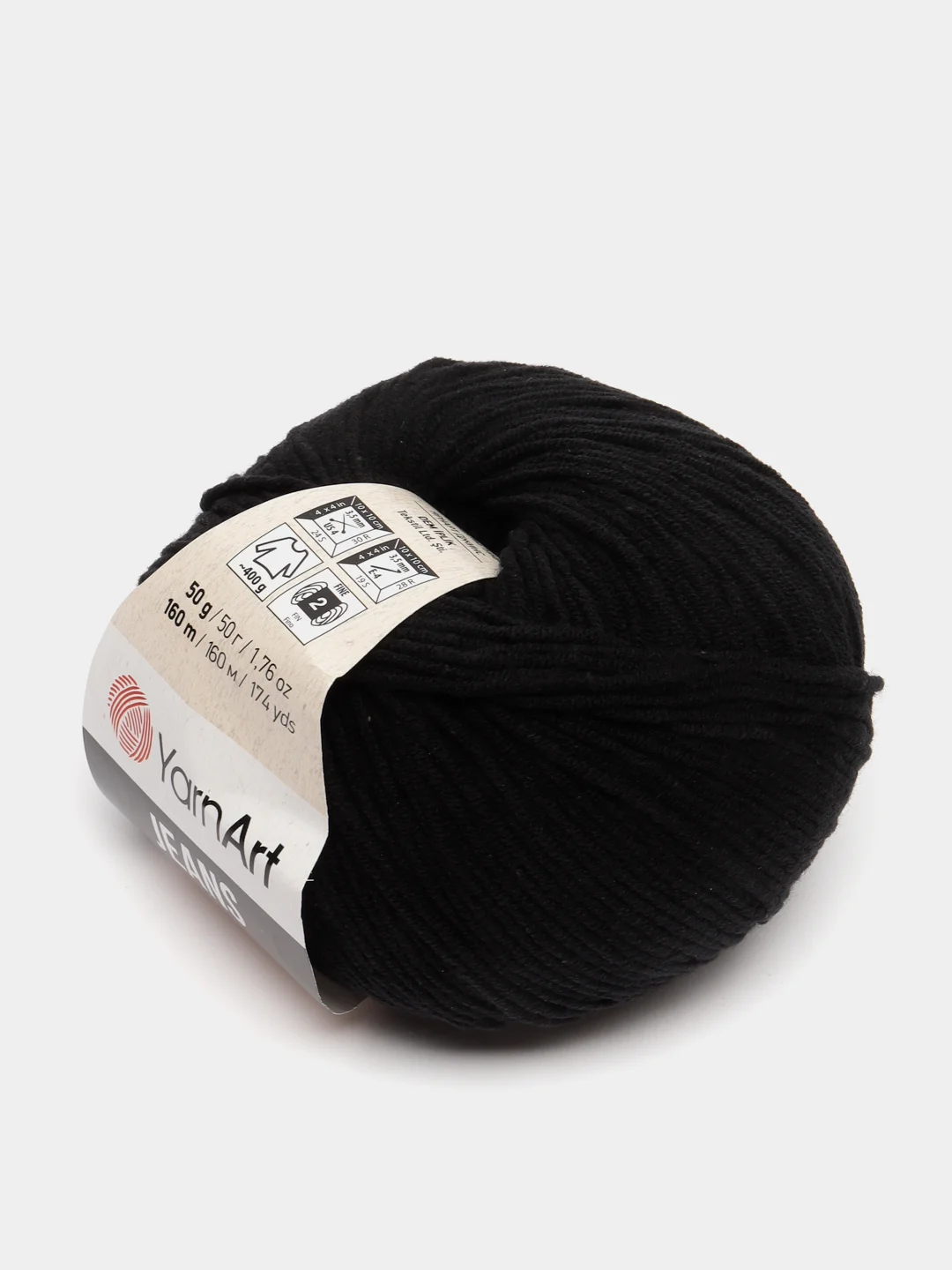 Черный пряжа YarnArt Jeans, 50 г, 160 м