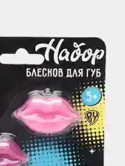 Набор детской косметики: блеск для губ, 3 штуки, 3,6 г, кисточка, 1 штука