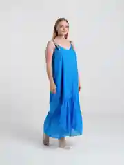 Голубой сарафан женский, повседневный, макси