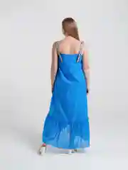 Голубой сарафан женский, повседневный, макси
