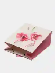 Пакет подарочный, бумажный, "Нежные цветы" с глиттером, размер: 18*10*23 см