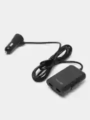 Черный автомобильное зарядное устройство USB с удлинителем 1,6 м, с дополнительными разъемами