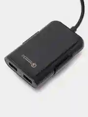 Черный автомобильное зарядное устройство USB с удлинителем 1,6 м, с дополнительными разъемами