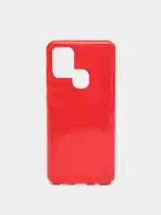 Красный чехол силиконовый с блестками для Samsung Galaxy A21S Противоударный чехол
