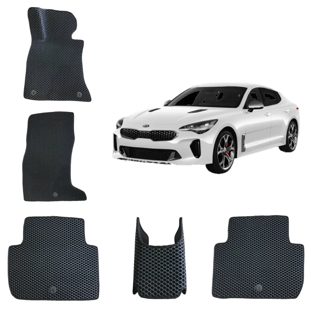 Черный автомобильные EVA-коврики 3D для KIA STINGER / КИА СТИНГЕР