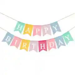 Праздничная разноцветная гирлянда "Happy birthday" из джута на день рождения